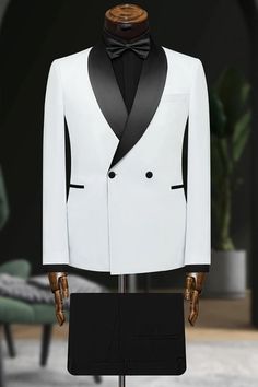 Get your suit rental today from Tailorforall. Our designer White Double Breasted Close Fitting Wedding Men Suits come in modern styles & colors that are priced to fit your budget. White Tuxedo, Tuxedo Wedding, Tuxedo For Men, Wedding Men, Mens Suits, Double Breasted, Shawl, Prom, Pattern