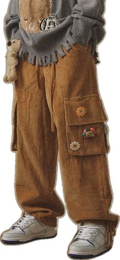 Japanese Harajuku Fashion, Brown Cargo Pants, Corduroy Pants Women, Japanese Harajuku, Japanese Streetwear, Pants For Men, Vintage Pants, Pants Wide Leg, Harajuku Fashion