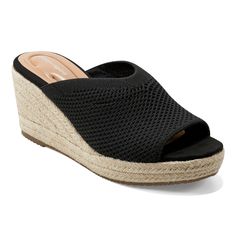 Jalen Espadrille Wedge Sandals – Easy Spirit Slip On Wedge Sandals, Branded Shoes For Men, Easy Spirit Shoes, Espadrilles Platform, Backpack Brands, Easy Spirit, Black Wedge Sandals, Espadrille Wedge, Sandals Black