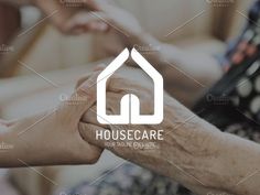 two people holding hands with the word house care on it in front of them is an older woman's hand