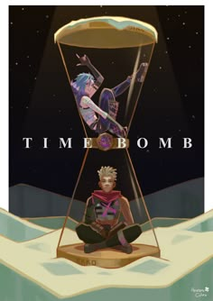 an animated image of two people sitting in a hourglass with the caption time bomb