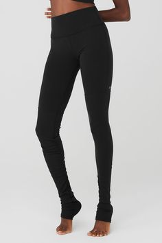 So many ways to wear our classic, bestselling High-Waist Goddess Legging — all of them so good for studio or street. Sculpting, smoothing Airbrush performance fabric wicks away sweat to keep you comfortable all through your flow and cool ribbed bottoms can be scrunched or worn long. Pair it with a cropped sweatshirt or a statement bra top. Sculpts, smooths & lifts! Alo-exclusive, patented design Booty-lifting sweetheart back seam Designed & uniquely fit to flatter every size Wear-tested by our i Womens Onesie, Womens Black Pants, Tank Top Bras, Womens Capris, December 22, Cropped Sweatshirt, Bra Top, Alo Yoga, Performance Fabric