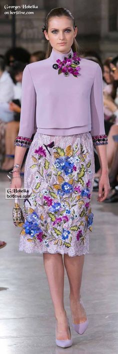 Trendy Embroidery, Ideas Embroidery, Dress Embroidery, Georges Hobeika, Floral Fashion, Embroidery Dress, Fall 2016