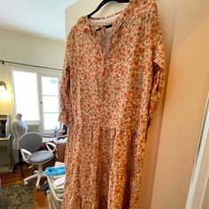 Boho Nwt Midi-Maxi Floral Orange/Peach Dress Bought Online A Few Weeks Ago, Never Worn. Xl, More Like A True Medium-Large. Lightweight, Not See-Through. Pretty Color Pattern Is What Sold Me. Casual Flowy Apricot Dress, Casual Apricot Fall Dress, Casual Apricot Dress For Fall, Peach Midi Dress For Brunch, Peach Midi Length Dress For Brunch, Peach Floral Print Long Sleeve Dresses, Casual Peach Midi Dress For Brunch, Peach Long Sleeve Floral Print Dress, Orange Feminine Dresses For Daywear