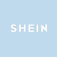 the word shein in white against a pale blue background