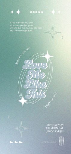 the back cover of an album with white lettering on green and blue background, including stars