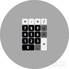 a black and white calculator with numbers on it's front side in a circle