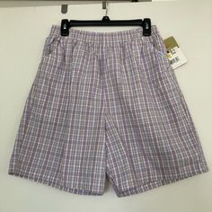 Pretty Lilac Plaid Chic Shorts. Elasticized Waist, Pockets. New Old Stock. Vintage 16 Average, Please See Measurement Pictures. Waist Has About An Extra 2 Inches. 100% Cotton. Casual Purple Bottoms For Daywear, Purple Cotton Bottoms For Daywear, Pattern Shorts Outfit, Oversized Shorts, Check Shorts, Chic Shorts, Vintage Jean Shorts, Blue Mom Jeans, Pattern Shorts