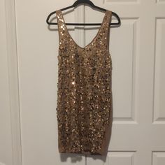 Very Flattering Gold/Tan/Silver Dress. Relax Fit But Glam Look! Worn Only Once. Perfect For Fall Festivities, Dress Is Down With Boots And A Jean Jacket Or Up With Heels And A Leather Jacket! Champagne Sleeveless Sequin Dress For Holiday, Holiday Champagne Sleeveless Sequin Dress, Sleeveless Champagne Sequin Dress For Holidays, Gold Sequin Dress For Festive Holiday Party, Champagne Sleeveless Mini Dress For The Holidays, Sleeveless Champagne Mini Dress For Holidays, Champagne Sequin Dress For Celebration, Gold Holiday Celebration Dress, Gold Dress For Party Season Celebration