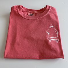 Celebrate halloween with this cute ghost tee!  Made from 100% cotton, garment dyed, and super cozy! Your little one will make a celebrate in style with this tee! If you are wanting a different design, more wording, or a different clothing style, please send me a message so we can discuss the details. Pink Cotton T-shirt For Halloween, Cotton Graphic Tee For Skateboarding, Short Sleeve Cotton Tops For Skateboarding, Cotton Short Sleeve Tops For Skateboarding, Halloween Soft-washed Cotton T-shirt, Ghost Tee, Girl Shirts, Ghost Shirt, Kids Halloween