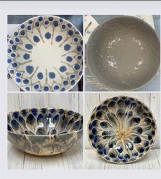 four different bowls with designs on them