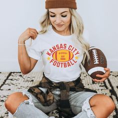 Vintage Kansas City Football T-Shirt, Trendy Women's Football Game Day, Arrowhead Pullover Football Retro Shirt, Kansas City Game Day Shirt Senior Sweatshirts, Football Retro, Football T Shirt, Comfy Shirts, Game Day Shirts, Football Game