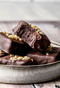 several pieces of chocolate fudge cake in a tin