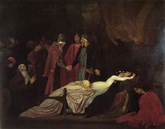 an image of a painting of people being taken to the hospital by a man on a stretcher