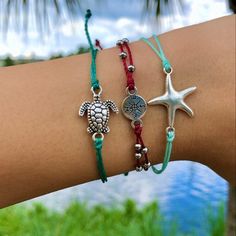 "TIFF&E waterproof bracelets and anklets are perfect for your active lifestyle - wear them anywhere... beach, pool, gym, shower, you name it! Alone or stacked with others, they give an effortless bohemian vibe and wearing them everyday will only enhance the natural look and feel. Each TIFF&E item is: -handmade with meticulous attention to detail using high quality waterproof waxed polyester string -adjustable using our unique minimalist sliding knot -super cute and fun when stacked with Casual Silver Bracelets For Beach, Resizable Silver Friendship Bracelets For Beach, Casual Silver Friendship Bracelets For Beach, Casual Silver Beaded Bracelets For Vacation, Cord Anklet, Waterproof Bracelet, Thick Braid, Beach Bracelet, Presentation Cards