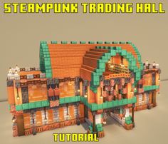 the steampunk trading hall is made out of legos and has lights on it