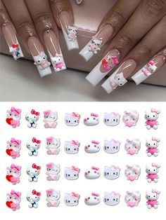 10Pcs/Pack 3D Nail Art Jewelry Resin Decorative Nails Suitable For Nail Art-Crafts-Hair Accessories And Phone Cases Etc Nail Art Decoration Hello Kittys Kuromis Cinnamorolls My Melodys Pochaccos Pom Pom Purins (Some Parts May Be Random)  Multicolor    ABS Animal 3D Decoration   Nail,Hand & Foot Care, size features are:Bust: ,Length: ,Sleeve Length: Pink White Nails, Decorative Nails, Cat Nail Art, Bounce Curl, Jelly Nail, Nail Art Jewelry, Hello Kitty Nails, Ball Decorations, Jewelry Resin