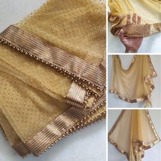 Yellow Dabka Work Saree For Wedding, Yellow Saree With Dabka Work For Wedding, Yellow Wedding Saree With Dabka Work, Elegant Yellow Dupatta With Dabka Work, Gold Saree With Sheer Dupatta In Traditional Drape, Gold Anarkali Saree With Sheer Dupatta, Gold Semi-stitched Saree With Sheer Dupatta, Gold Bollywood Style Dupatta With Dabka Work, Traditional Draped Net Dupatta With Dabka Work