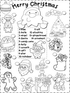 christmas worksheet for kids with pictures and words to color on the front page