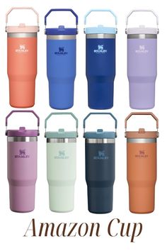 thermos cup is shown in different colors