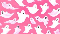 white ghost stickers on pink background