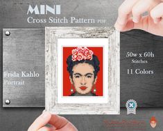 the cross stitch pattern for frida kahlo's portrait of frida kahlo