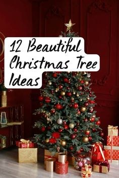 Green Christmas Tree With Red Decor, Christmas Tree Ideas Traditional Simple, Christmas Tree Decorations Green And Red, Pretty Christmas Tree Decorations, Christmas Tree Ideas Red And Green, Red And Green Christmas Tree Ideas, Designer Christmas Tree Inspiration, Christmas Tree Inspiration Red, Decorated Christmas Trees Ideas