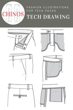 the instructions for how to draw chino pants with pencils and paper on it