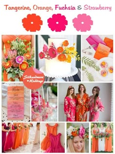 orange, fuchsia and strawberry wedding colors