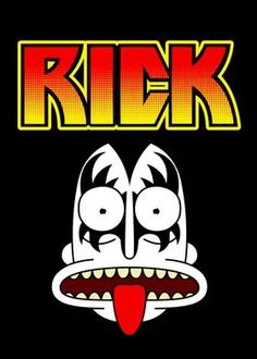 an image of a cartoon character with the word kick on it's face and tongue