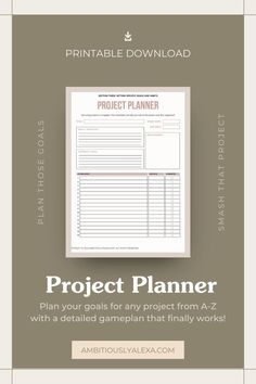 project planner Planning Board Ideas, Project Planning Board, Printable Project Planner, Goal Planner Template, Planning Aesthetic, Aesthetic Project