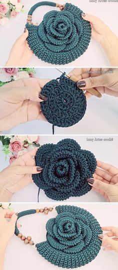 crochet flower purse pattern with instructions to make it