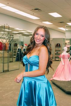 Blue Short Homecoming Dress Short A Line Dress, Mini Homecoming Dresses, High Low Prom Dresses, Prom Dress Plus Size, Strapless Neckline, A Line Shorts, Short Homecoming Dress, Sweet 16 Dresses, Different Dresses