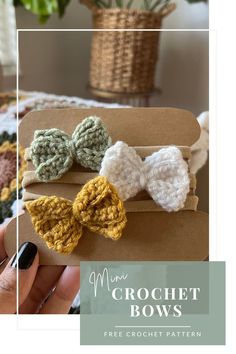 the crochet bows are made with yarn