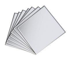 six sheets of white paper stacked on top of each other, with one blank piece in the middle