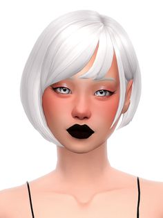 a woman with white hair and black lips