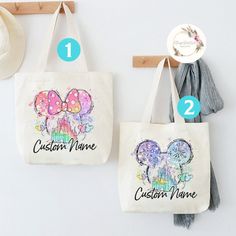 Personalized Watercolor Mickey Minnie Castle Disney Canvas Tote Bag, Disneyland Girl Trip, Disney Family Vacation 2024 Gifts, Disney Trip - Etsy Cartoon Style Multicolor Bags For Gifts, Cartoon Style Multicolor Bags As Gifts, Disney Themed Multicolor Bags For Fan Events, Themed Multicolor Bags For Disney Fan Events, Themed Multicolor Bags With Character Print, Themed Multicolor Character Print Bags, Pink Minnie Mouse Bag For Gift, Disney Character Print Bags For Disney Trips, Disney Mickey Mouse Bags For Gifts