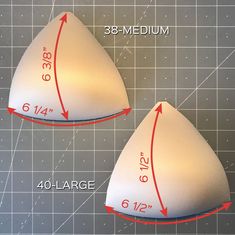 "Triangle Bra Cup Inserts- Sizes 34-40 Premium quality foam, Tricot lined in Light Beige. Nicely shaped contoured molded cups. These cups are even padding, and perfect as removable inserts, or sewn in to shelf bras or bikini tops. See below reference guide for measurements and photos in listing. 34-XSMALL bra cup measures 5 3/4\" Long along the center, 5 3/4\" along the bottom curve. Approx. reference bra sizes: 32B, 34A 36-SMALL bra cup measures 6\" Long along the center, 6\" along the bottom c Small Bra, Tricot Fabric, Bra Cup, Cup Sizes, Triangle Bra, Shelf Bra, Bra Cups, Light Beige, Bra Sizes