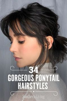 Classy Ponytail Hairstyles Short Hair, Ponytail Hairstyles Midlength, Low Pony Tailed Hairstyle Short Hair, Fancy Ponytails For Medium Hair, Poney Tale Hairstyle With Bangs, Formal Low Ponytail Short Hair, Low Ponytail Wedding Hair Short, Short Hair Long Enough For Ponytail, Layered Hair Ponytail Medium