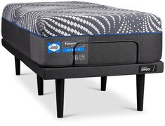 an image of a bed with the mattress on it's legs and headboard