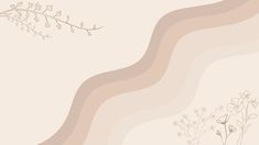 an abstract floral background with lines and flowers on the left side, in shades of beige