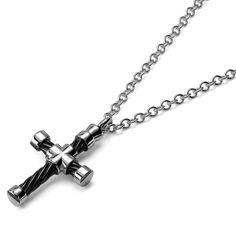 * Secure lobster clasp closure
 * Adjust the chain to any length 
 * Nickel-free stainless steel Cable Chain Necklace, Cross Pendant Necklace, Necklace Designs, Cable Chain, Cross Pendant, Easy To Use, Lobster Clasp, Black Silver, Cross Necklace