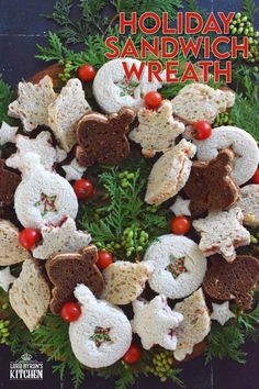 the cover of holiday sandwich wreath is shown