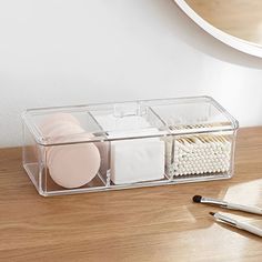 Cotton Pads Holder Organizer 3-Grid Cosmetic Pads Storage Box with Lid Acrylic Makeup Brush Holder Rangement Makeup, Penyimpanan Makeup, Úložný Box, Acrylic Organizer Makeup, Acrylic Organizer, Storage Boxes With Lids, Dental Floss, Makeup Box, Cosmetic Storage