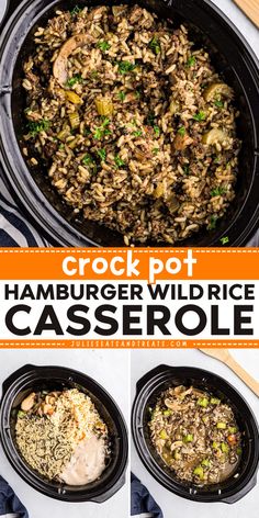 Make this delicious main dish casserole recipe in your slow cooker! This Crock Pot Hamburger Wild Rice Casserole features a mixture of ground beef, celery, Uncle Ben’s Wild Rice, soy sauce, and mushrooms. Make this easy Minnesotan Hot Dish recipe for a yummy comfort food! Hamburger Wild Rice Casserole, Crock Pot Hamburger, Hamburger In Crockpot, Wild Rice Casserole, Uncle Ben, Main Dish Casseroles, Easy Hamburger, Hot Dish