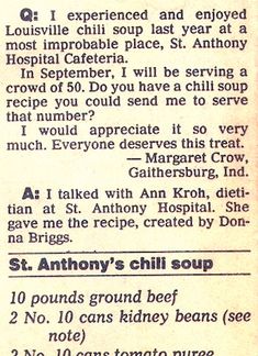 an old recipe for soup with instructions on how to make it