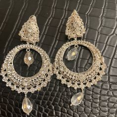 Brand New Never Worn Cute Big Earrings Not Heavy Luxury Bollywood Chandbalis With Pearl Drop, Pakistani Earrings, Big Earrings, Earrings Color, Women Jewelry, Brand New, Silver, Women Shopping, Color