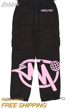 Shipping: Worldwide Express Shipping AvailableDelivery time: 🚚7-15Days Fast ShippingReturns: Fast refund,💯100% Money Back Guarantee. Y2k Streetwear Pants With Letter Print, Y2k Letter Print Pants For Streetwear, Pink Cotton Cargo Pants For Streetwear, 90s Style Black Cotton Cargo Pants, Pink Cargo Jeans With Side Pockets For Streetwear, Y2k Black Bottoms With Letter Print, Black Y2k Bottoms With Letter Print, Hip Hop Pink Bottoms For Streetwear, Pink Hip Hop Bottoms For Streetwear