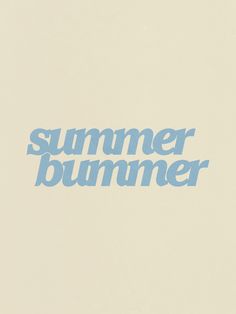 the words summer are written in blue on a white background