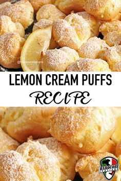 lemon cream puffs recipe with text overlay